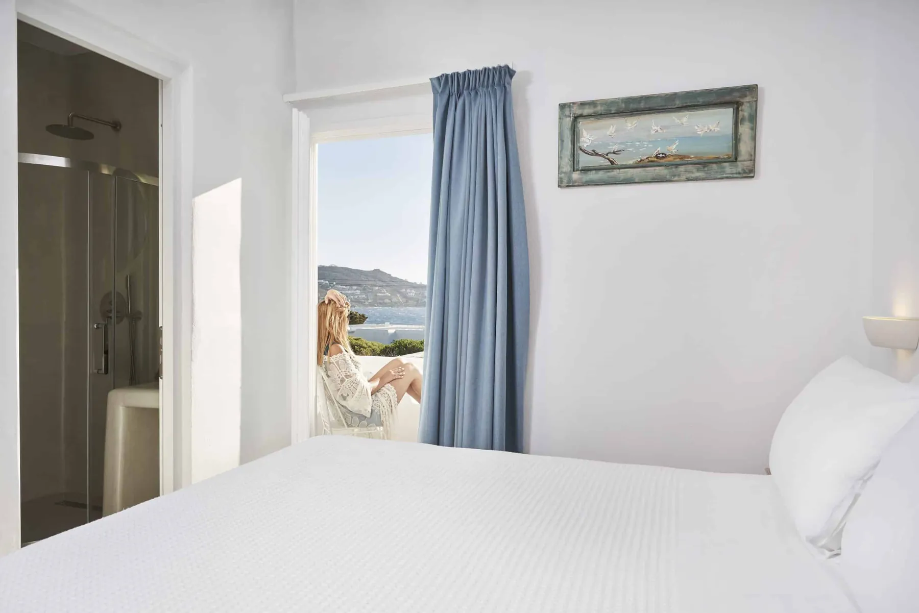 Galation Deluxe Double Room with Side Sea View at Galation Hotel Mykonos, Fabrica, Mykonos
